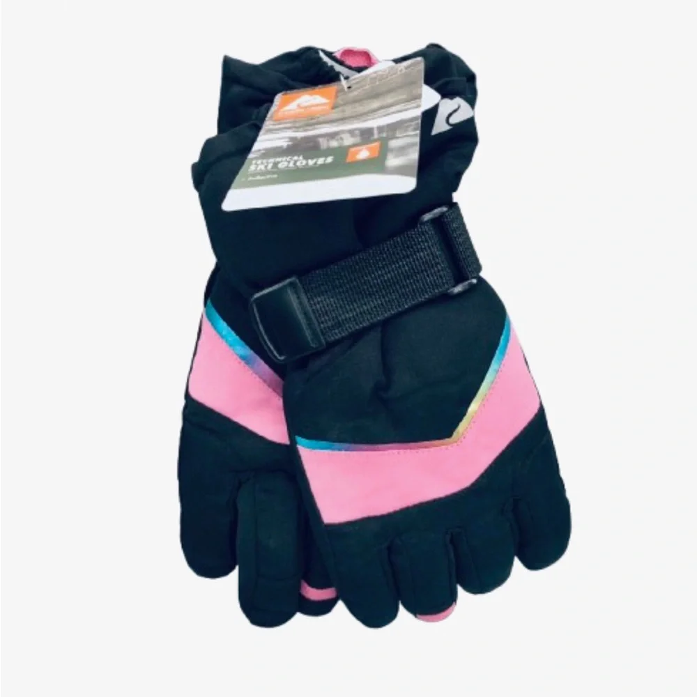 ❄️$11❄️NEW OZARK TRAIL Technical Ski Gloves Black Pink Small Medium Girl’s